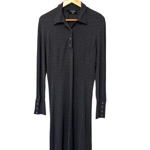 MARINA SPADAFORA Italy Shirt Dress NWT Dark Charcoal 4 Button Cuff Size 8 Med